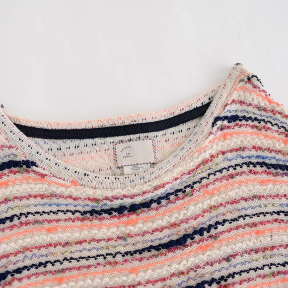 Anthropologie 9-His Stcl Orange Navy Knit Postmark Spacedye Threaded Sweater XS - Picture 11 of 11